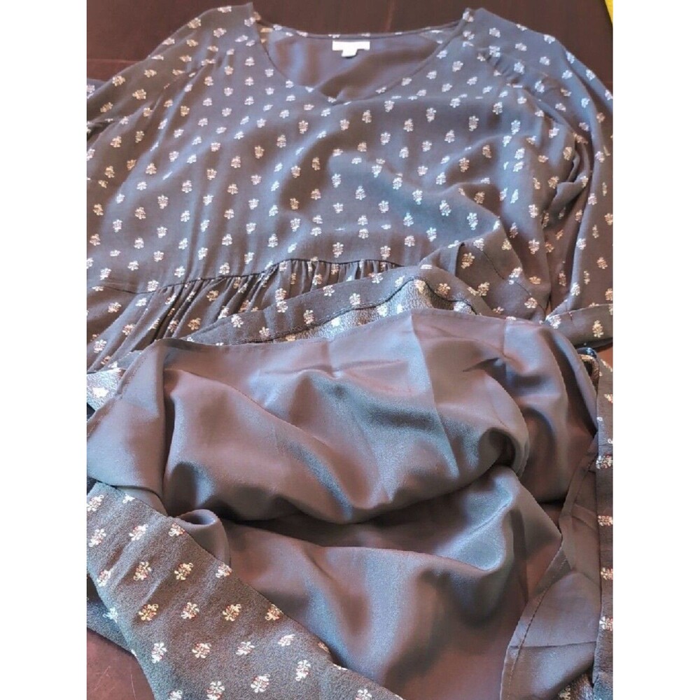 Garnet Hill | Bohemian Pocket Detail Dress | 12 | Gray & White - Picture 9 of 11